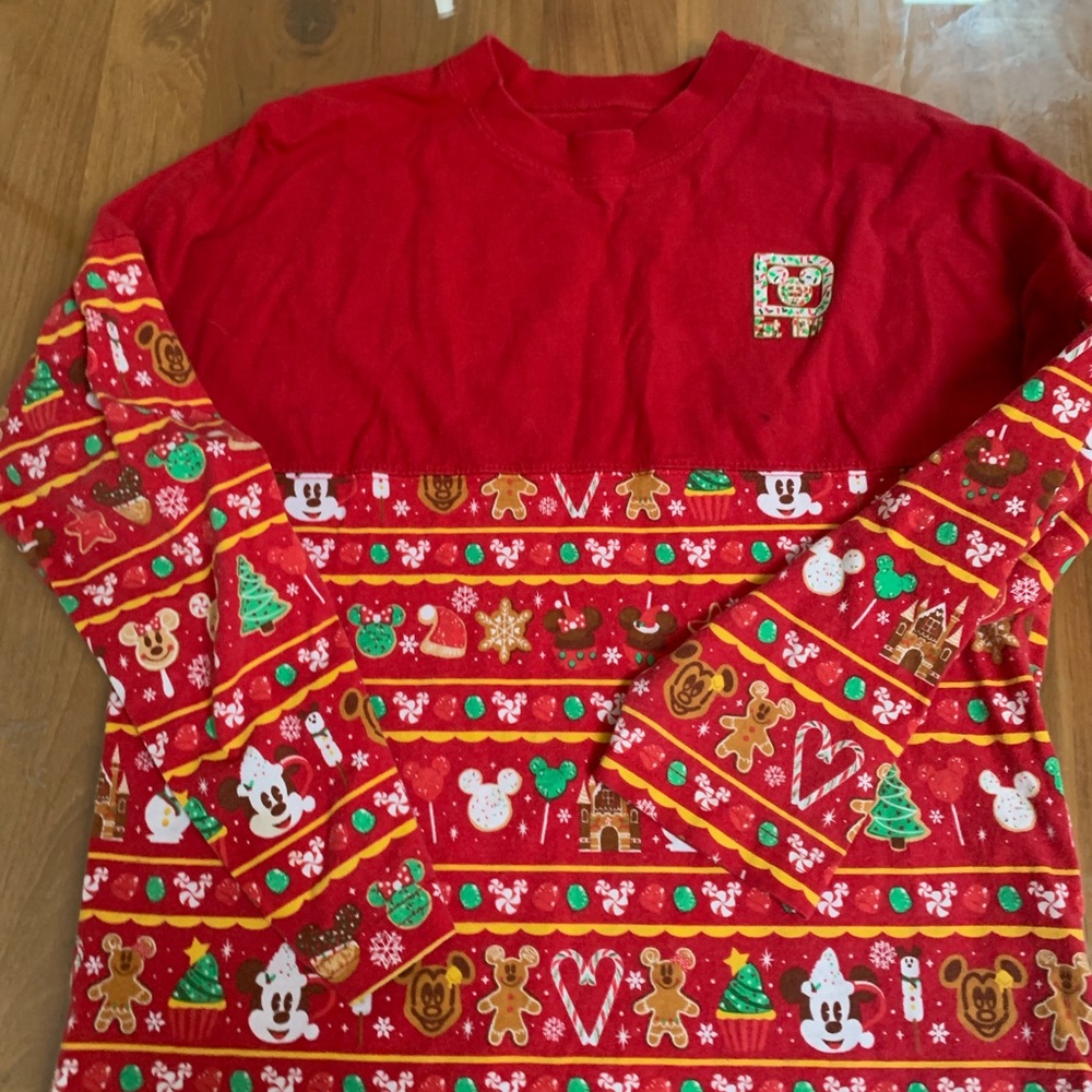 Disney Parks Kids Christmas Spirit Jersey Gingerbread Mickey XL *Read desc*